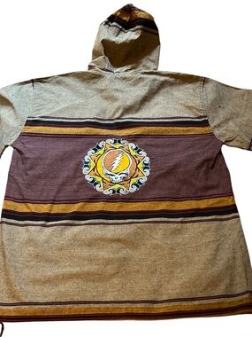 Gypsy Rose Brown Striped  Grateful Dead hoodie pullover w/ SYF Embroidery NWT